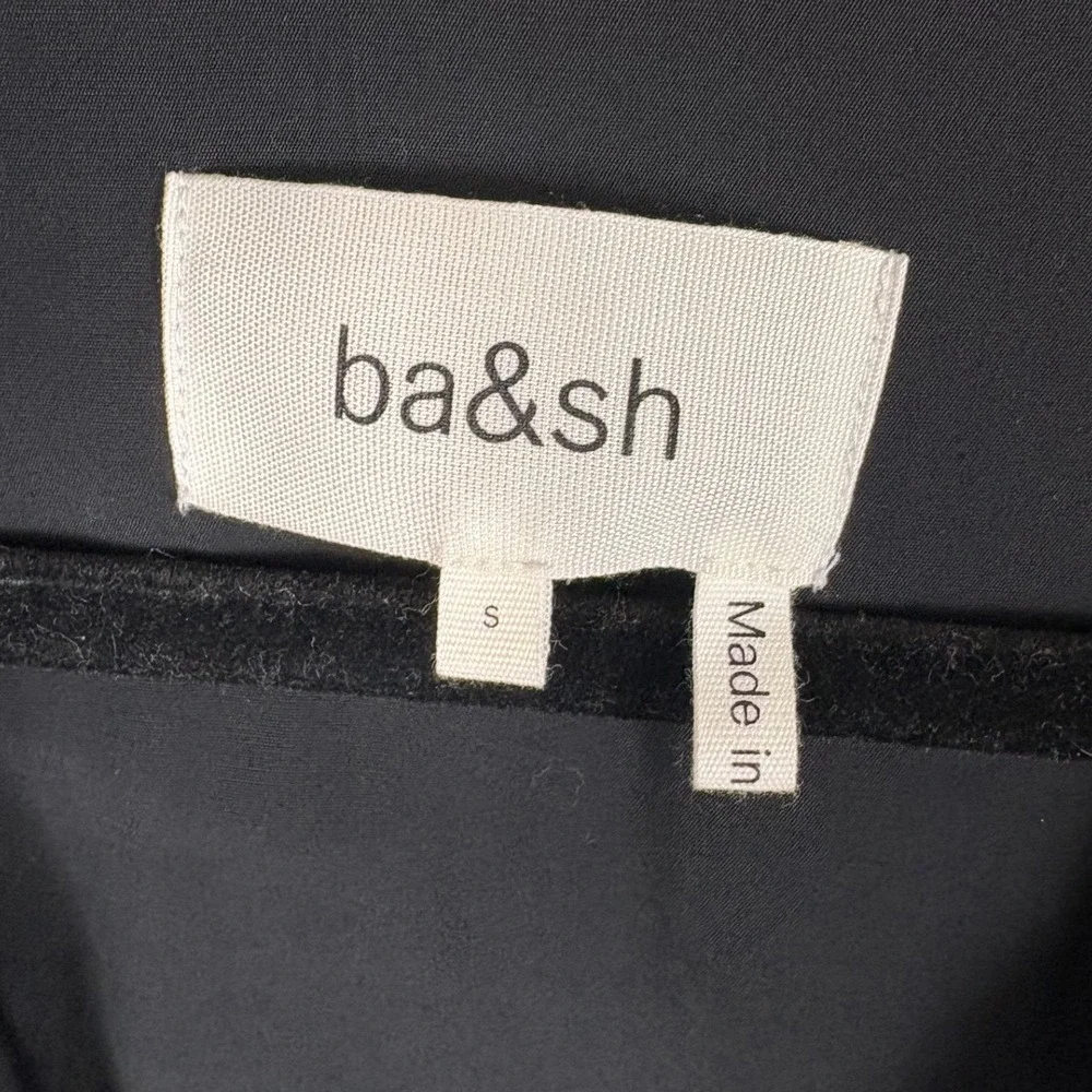 Ba&sh Calia Black Mini Romper Short Sleeve Belted Wrap Front Size S